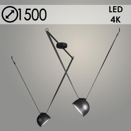 Люстра P829/2 COF+BK кофе/черный 2х8W LED d200 h1500, ZOK24